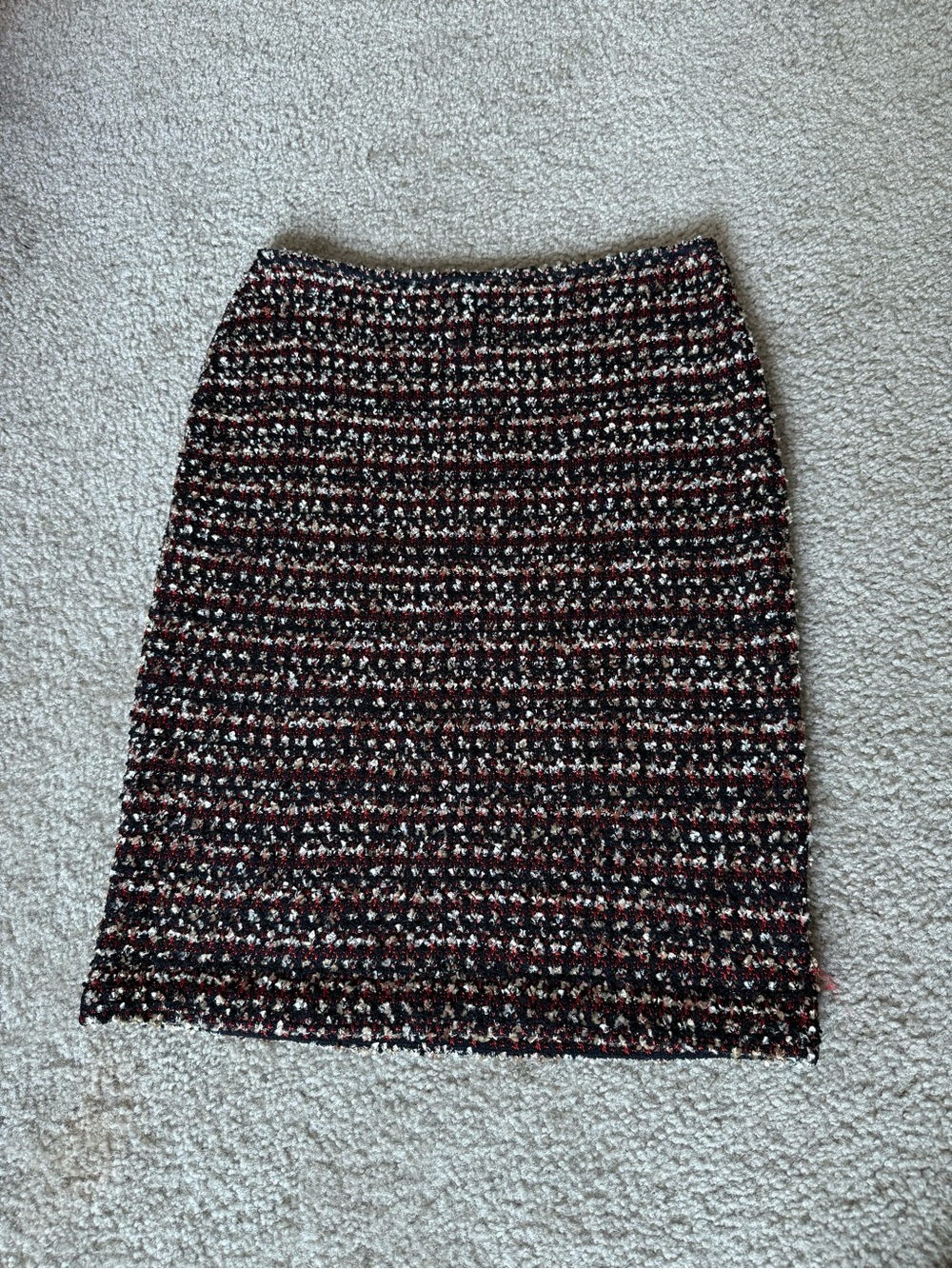 St. John Black, Red & Cream Wool Blend Pencil Skirt women’s size 6 NWT